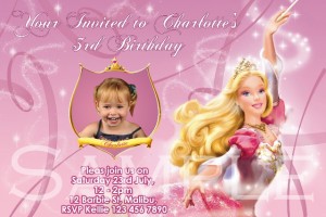 Barbie personalised photo birthday party invitation