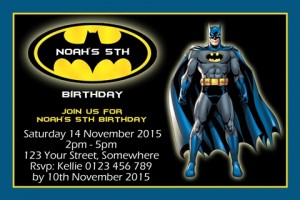 Batman 11 personalised invitations