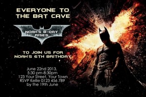 Batman rises personalised birthday party invitation