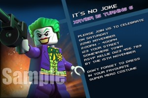 Batman Joker 1 personalised invitations