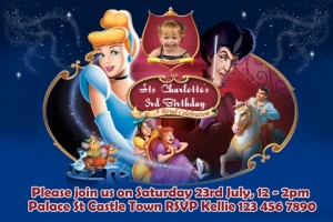 Princess Cinderella personalised photo birthday party invitations