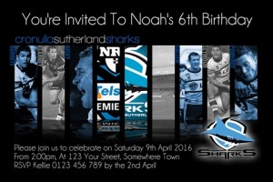 Cronulla Sutherland Sharks 1 NRL personalised invitation