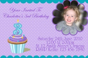 cupcake personalised photo birthday party invitations