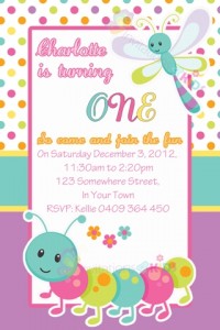 Kids Butterfly personalised girls invitations