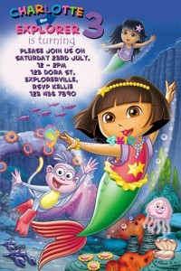 Dora The Explorer mermaid birthday party invitations