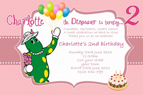 Dorothy the dinosaur birthday invitation