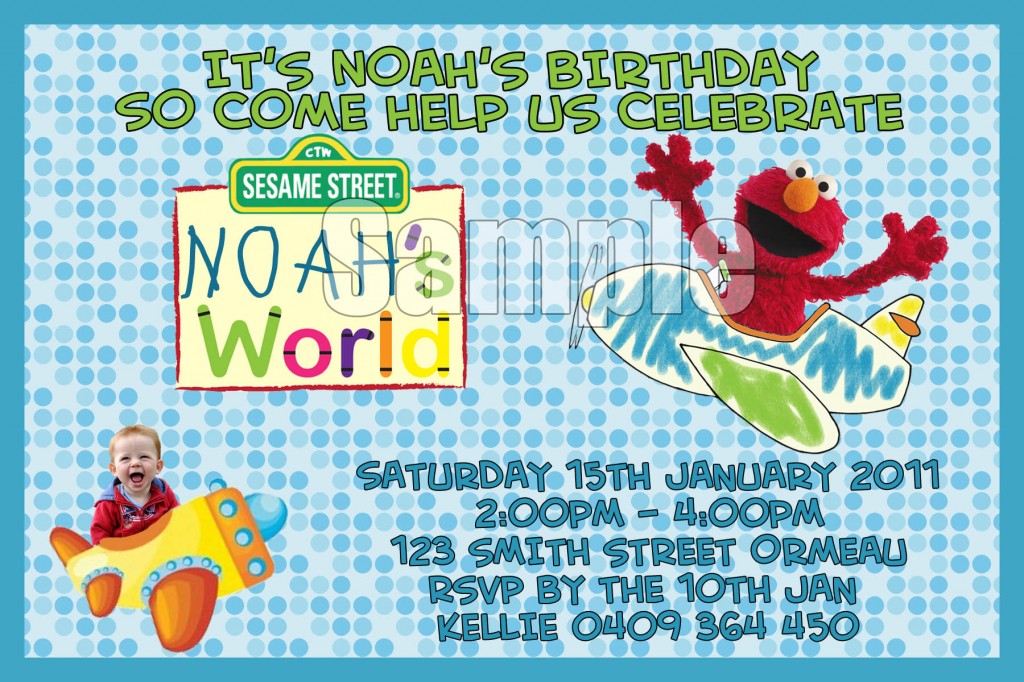 Elmo's world personalised photo birthday party invitations
