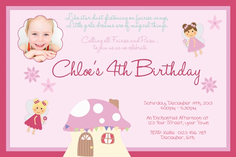 Fairies and Mushroom birthday party invitation