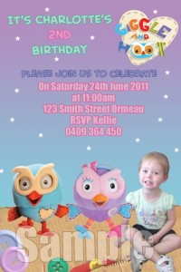 Hoot and Hootabelle personalised birthday party invitation