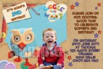 Personalised Giggle hoot and Hootabelle birthday party invitations.