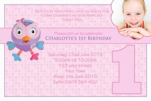 girls giggle and hoot 1st birthday party invitation