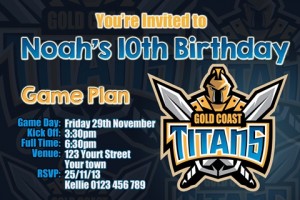 Gold Coast Titans birthday inviatation