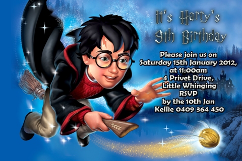 harry Potter personalised photo birthday party invitations