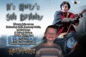 harry Potter personalised photo birthday party invitations