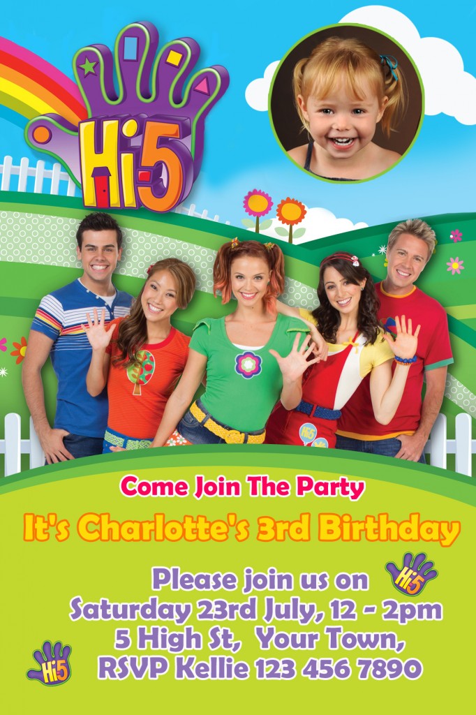 Hi 5 team new cast birthday party invitation