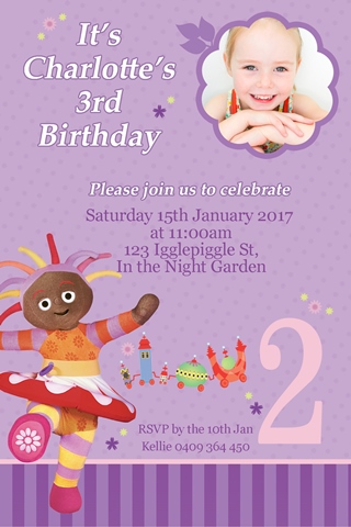 in the night garden birthday party invitation