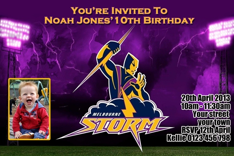 Melbourne Storm NRL football invitation