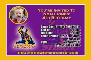 Melbourne Storm NRL football invitation