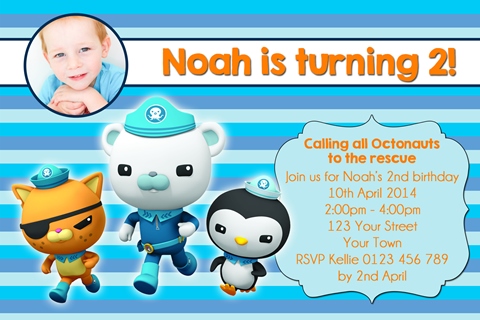 boys Octonaut birthday party invitation