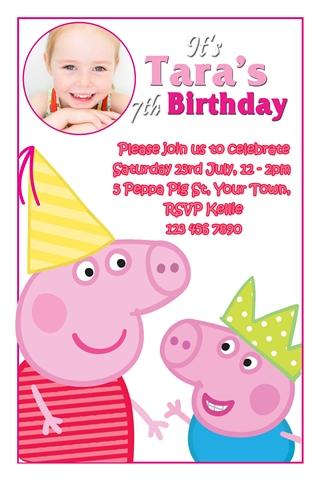 Peppa and george Pig birthday party invitations