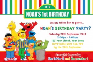 boys girls Sesame street birthday party invitation