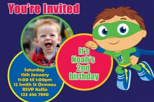 Super why readers personalised photo birthday party invitations