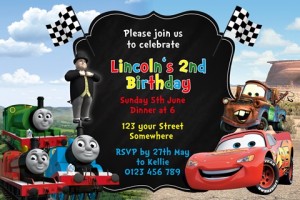 thomas and cars birthday party invite