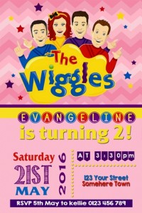 girls Wiggles birthday party invitation