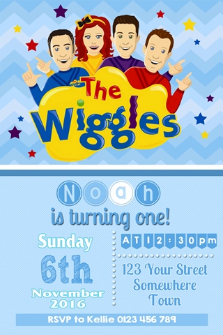 boys Wiggles birthday party invites