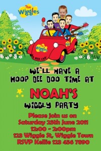 Wiggles personalised photo birthday party invitations