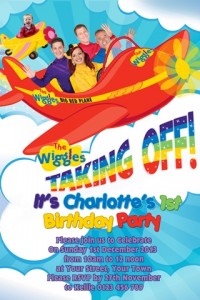 Wiggles plane boys and girls birthday party invitation