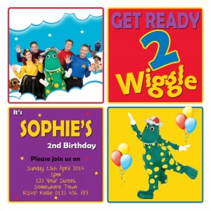 wiggles characters dorothy dinosaur red purple blue yellow birthday party invitation