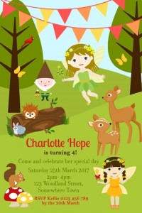 Woodland Fairies fairy birthday invitation
