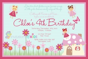 Fairy and Mushroom birthday party invitation