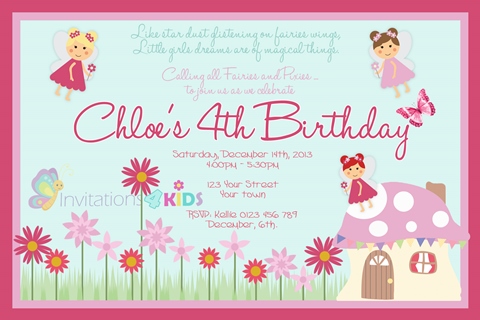 Fairy and Mushroom birthday party invitation