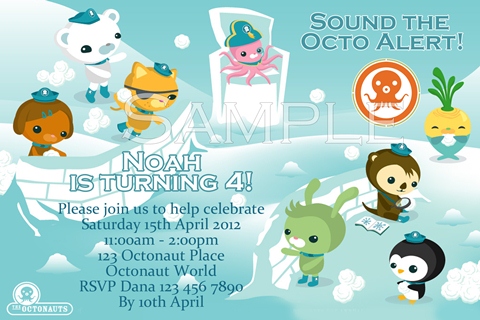 Octonauts personalised photo birthday party invitations