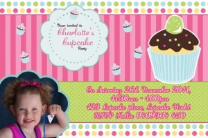 Sweet treats cupcake personalised photo birthday party invitations