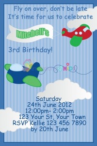 boys aeroplane airplane plane birthday party invitations and invites