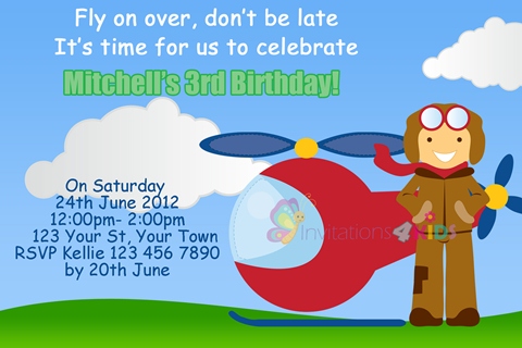 boys helicopter plane birthday party invitations and invites