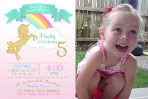 girls rainbow glitter unicorn invite