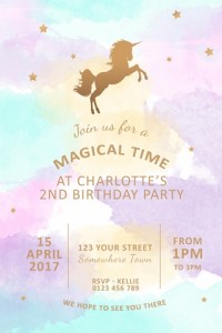 watercolour Unicorn invitation