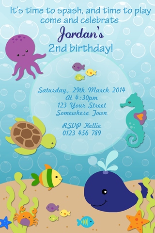 under the sea whale fish boys invitation