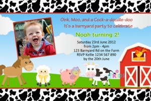 Farm Animals birthday party invitation