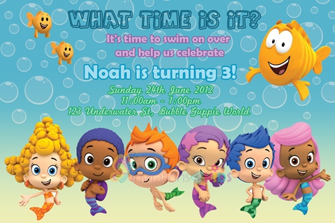 personalised bubble guppies birthday party invitations