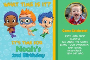 boys personalised bubble guppies birthday party invitations