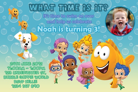personalised bubble guppies birthday party invitations