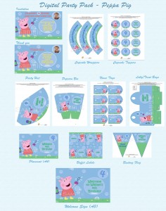 Peppa pig party favors and digital party pack