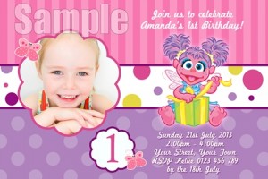 girls pink purple Abbey Cadaby personalised invitation