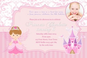 girls Fairy Princess castle birthday party invitation
