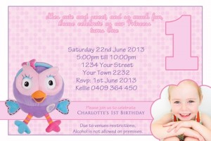 girls hootabelle Giggle and Hoot birthday party invitation